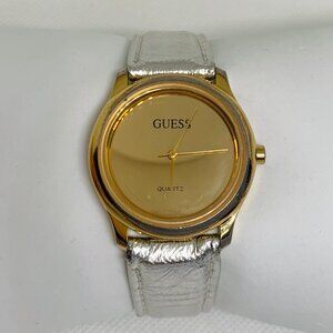 Vintage Guess 1992 women watch mirror dial gold tone 33mm quartz analog running